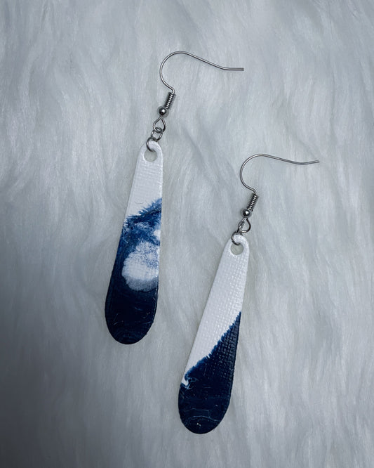 Blue & White Earrings - Small Drop