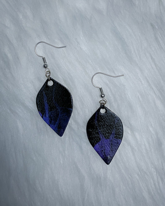 Black & Purple Earrings - Small Petal