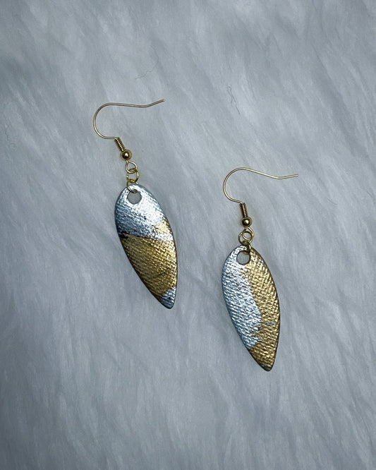 Silver & Gold Earrings - Small Leaf