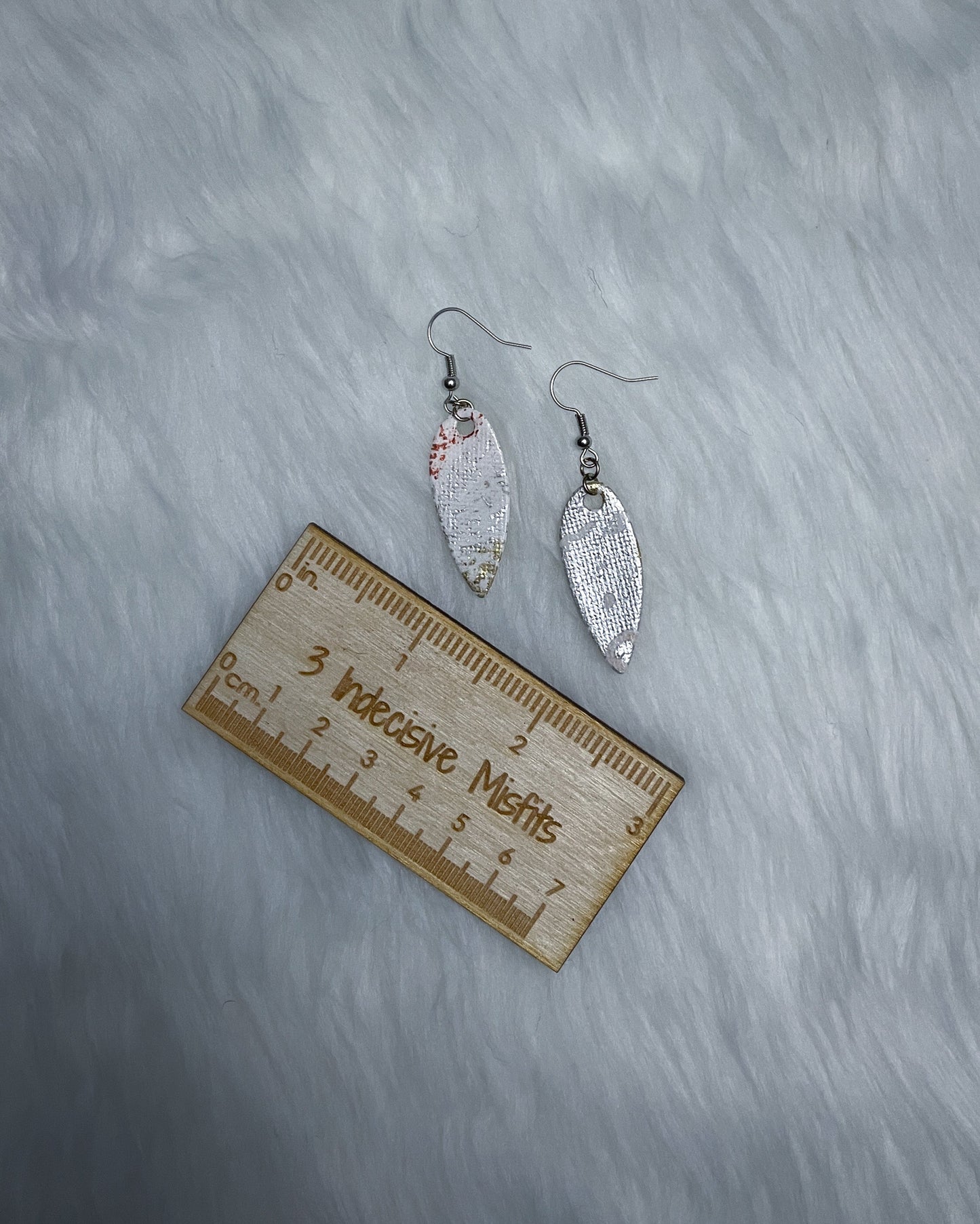 Silver, Gold & Copper Earrings - Small Leaf